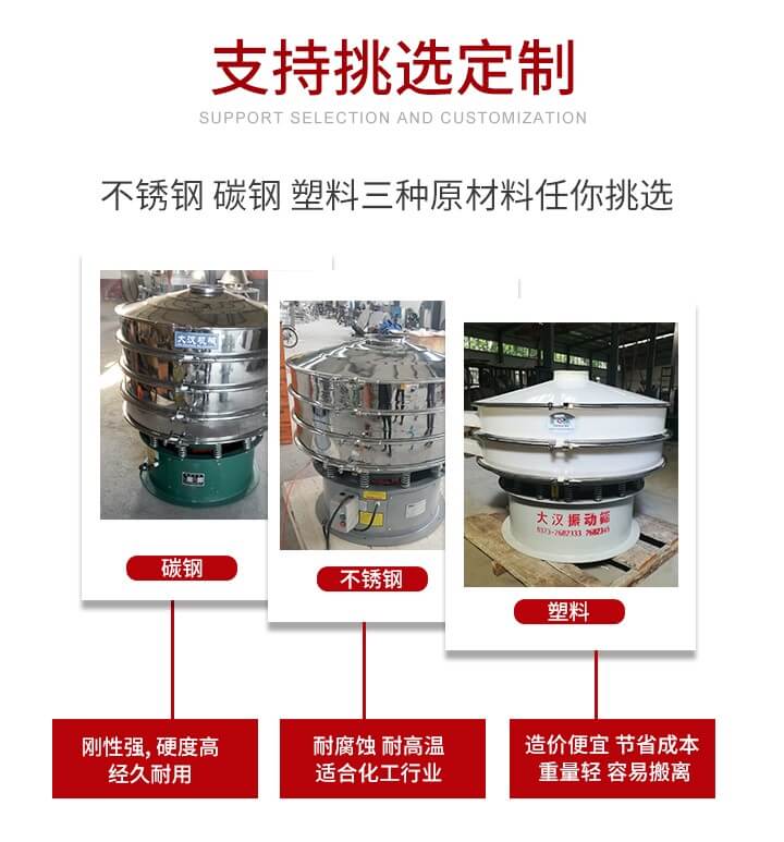 旋振篩可配置一到四層的篩網。旋振篩的篩分效率高，篩分精度高，篩分率高達96%。